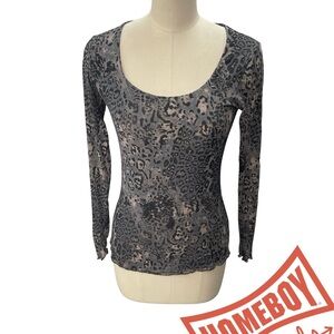 Poof! Gray Leopard Print Long Sleeve Top